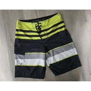 O'Neill Men's Yellow Gray White Walk Shorts Size 31 Casual Boardshorts Beach